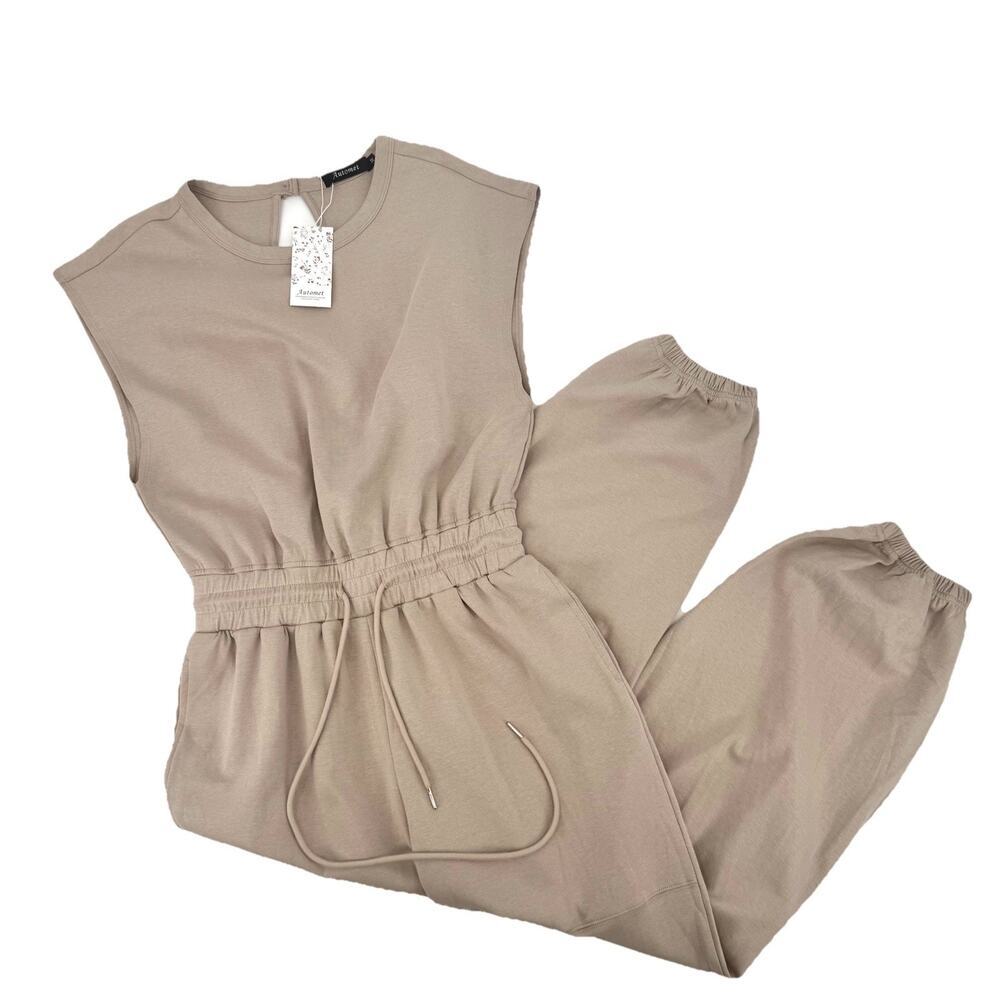 Automet Beige Women’s Size Medium Cap Sleeve Open Back Boho Jumper Romper - Picture 5 of 10